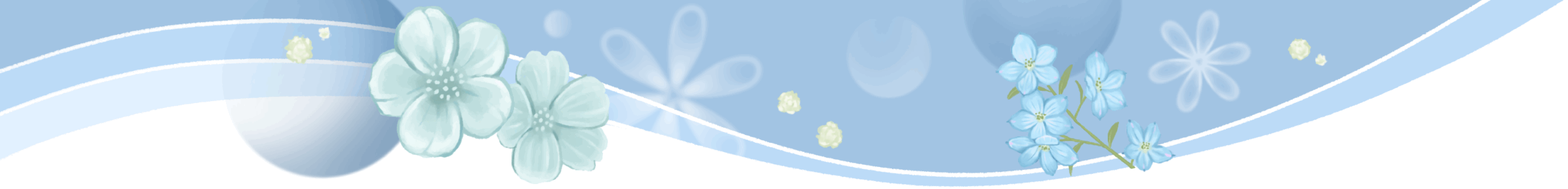 青い花のイラスト。ポーチュラカとデルフィニウム