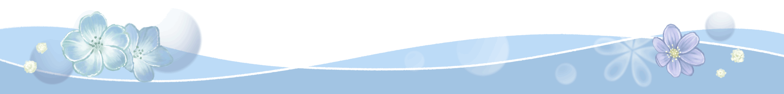 青い花のイラスト。ネモフィラとミスミソウ